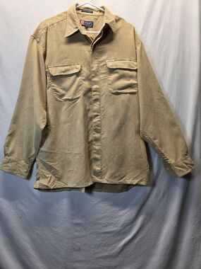 Vintage Chaps Ralph Lauren Tan Faux Suede Long-Sleeve shirt jacket